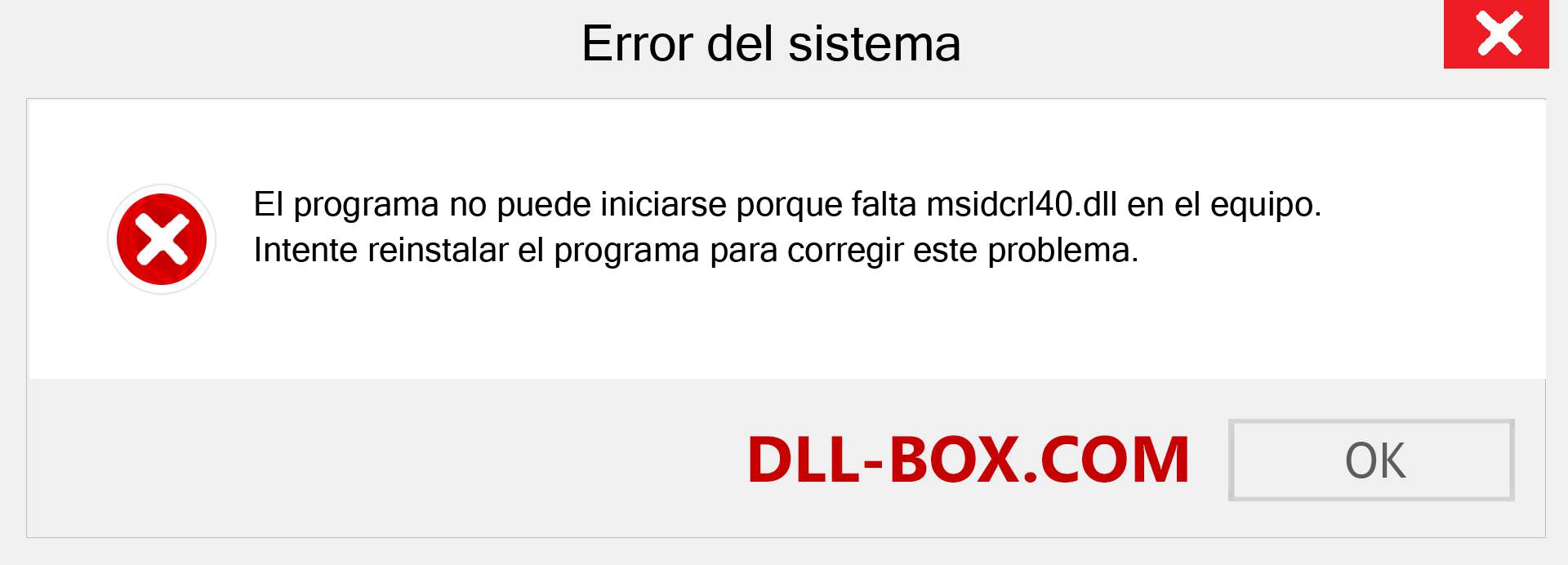 ¿Falta el archivo msidcrl40.dll ?. Descargar para Windows 7, 8, 10 - Corregir msidcrl40 dll Missing Error en Windows, fotos, imágenes