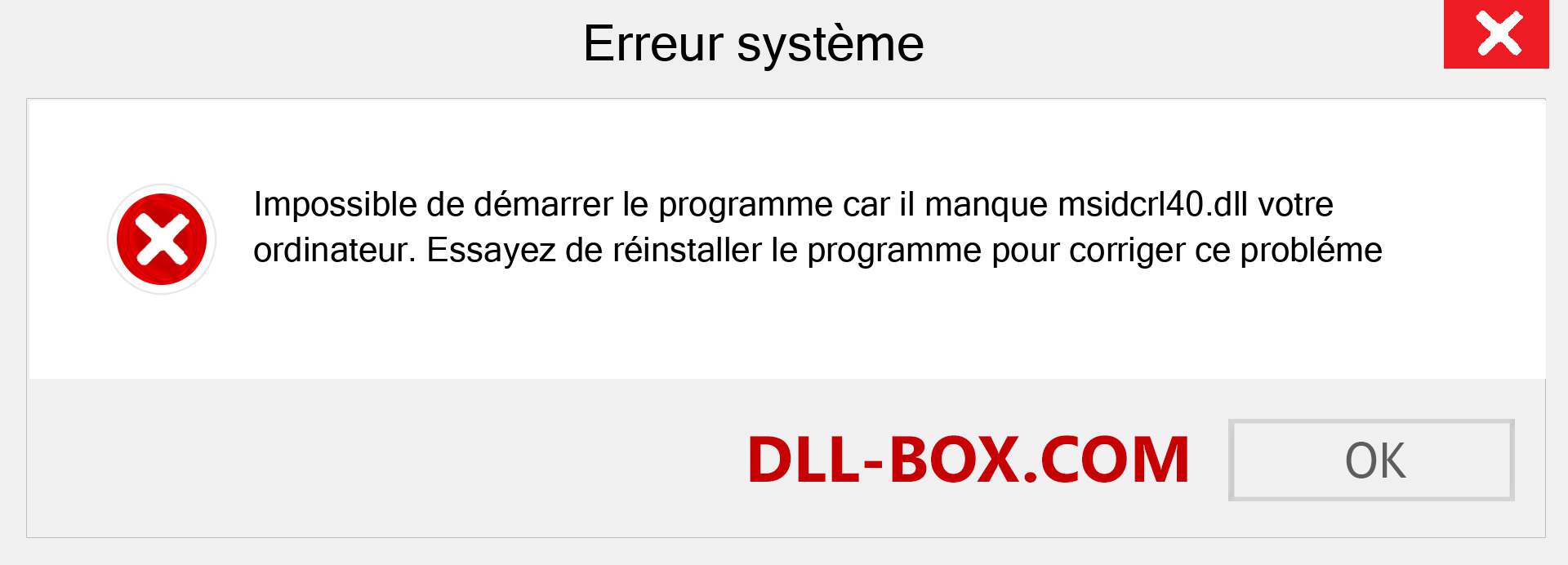 Le fichier msidcrl40.dll est manquant ?. Télécharger pour Windows 7, 8, 10 - Correction de l'erreur manquante msidcrl40 dll sur Windows, photos, images