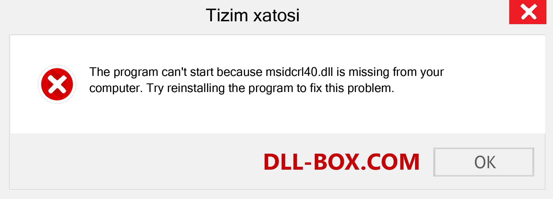 msidcrl40.dll fayli yo'qolganmi?. Windows 7, 8, 10 uchun yuklab olish - Windowsda msidcrl40 dll etishmayotgan xatoni tuzating, rasmlar, rasmlar